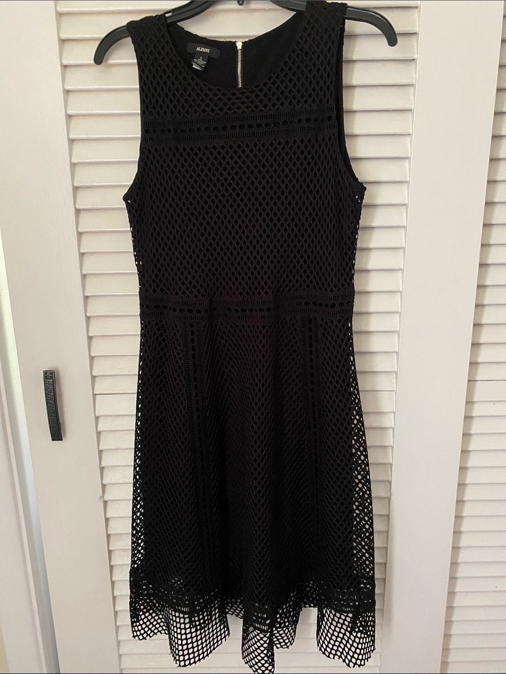 Alfani Black Sleeveless Mesh Fit-and-Flare Midi Dress